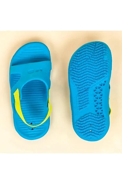 Decathlon Nabaiji Çocuk Havuz Sandaleti - Mavi / Yeşil - Slap 100 - 2