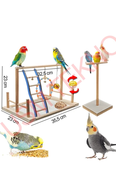 Kuş Oyuncağı Kuş Oyun Parkı Muhabbet Kuşu Papağan Oyun Parkuru Kuş Salıncağı - Resim 2