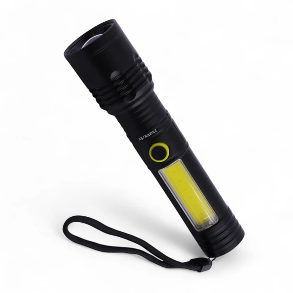 Çok Fonksiyonlu Şarjlı El Feneri Uzun Menzil Metal Kasa 10W COB LED Işıldak Teleskopik Odaklı - Resim 5