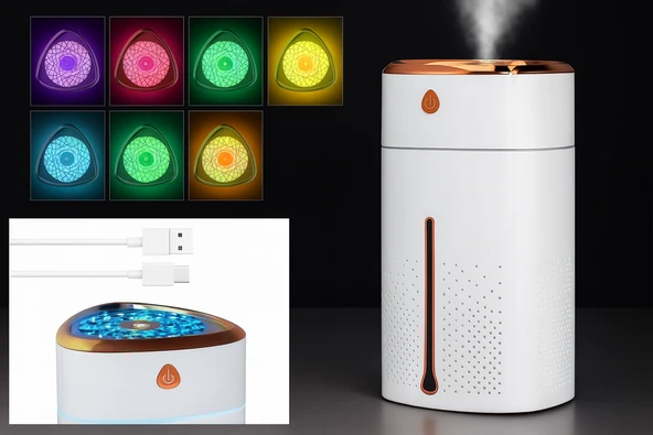 1000 ML Ultrasonik Hava Nemlendirici Işıklı Buhar Makinesi Ve Renkli Gece Lambası - 5
