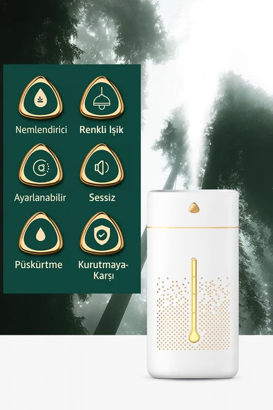 1000 ML Ultrasonik Hava Nemlendirici Işıklı Buhar Makinesi Ve Renkli Gece Lambası - 3