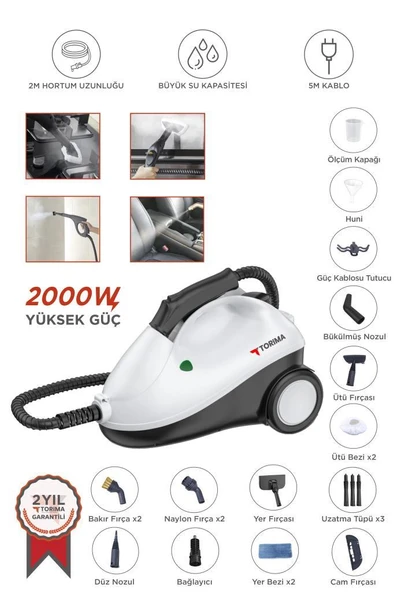 Torima TSC-01 Siyah Çok Fonksiyonlu Buharlı Temizleyici - Buharlı Temizlik Makinası - 1