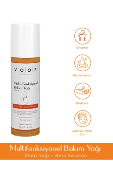 VOOP NEMLENDİRİCİ VE IŞILTI VERİCİ BAKIM YAĞI SHEA YAĞI VE BETA KAROTEN 100 ML - 2