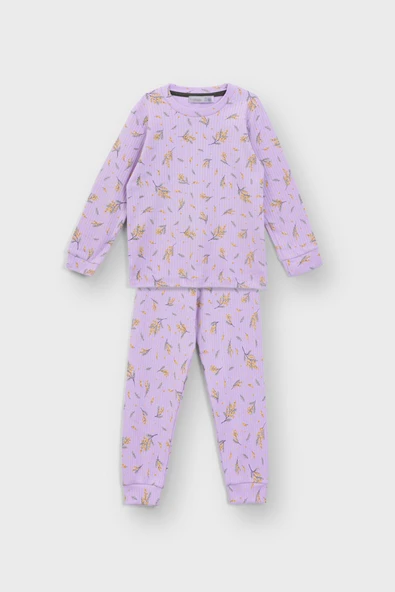 Kalp Desenli %100 Pamuk Kız Çocuk Pijama Takımı - Resim 9