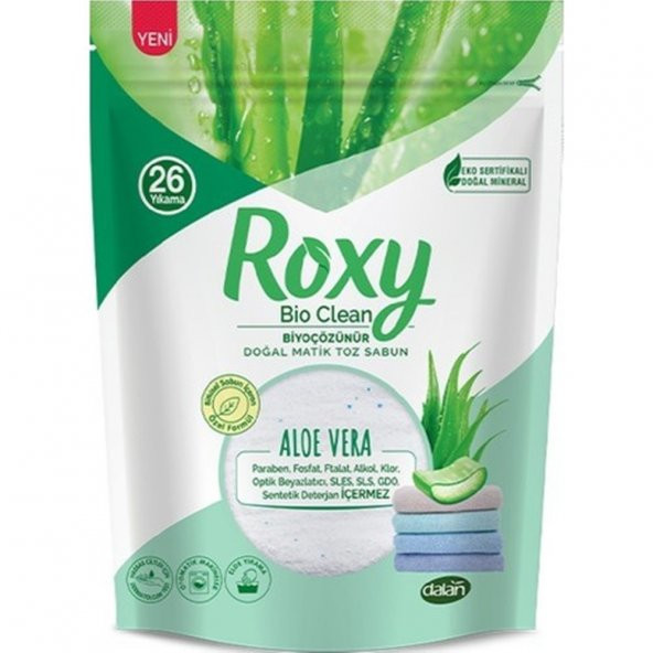 Dalan Roxy Bio Clean Sabun Tozu Aloe Vera 1600 Gr 52 Yıkama