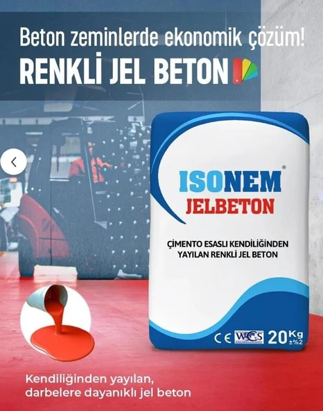 İsonem Çimento Esaslı Kendiliğinden Yayılan Renkli JeLBeton 20 Kg Kırmızı - Resim 7