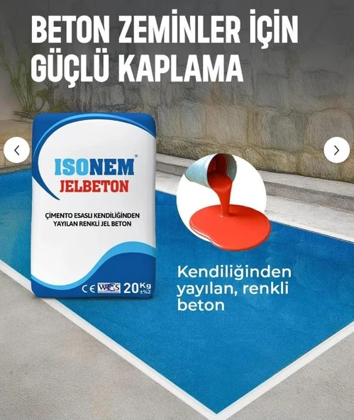 İsonem Çimento Esaslı Kendiliğinden Yayılan Renkli JeLBeton 20 Kg Kırmızı - Resim 9