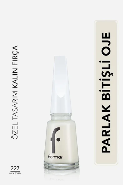 Flormar Klasik Parlak Bitişli Yüksek Pigmentli Oje - Nail Enamel- 227 Mılk Foam New ürün görseli
