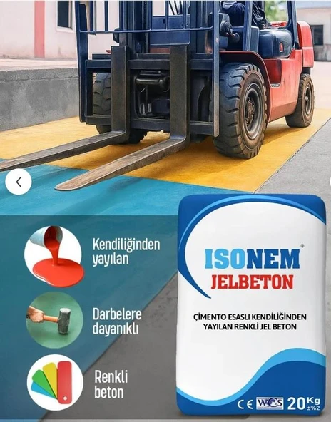 İsonem Çimento Esaslı Kendiliğinden Yayılan Renkli JeLBeton 20 Kg Kırmızı - Resim 8