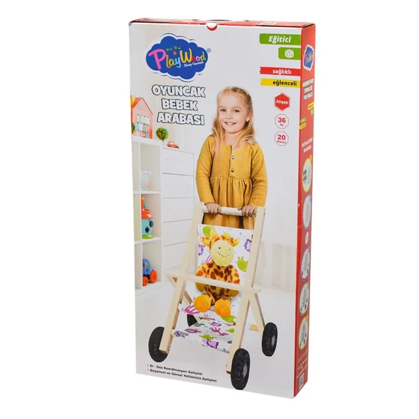 ONY-386 Ahşap Oyuncak Bebek Arabası -Onyıl - 1