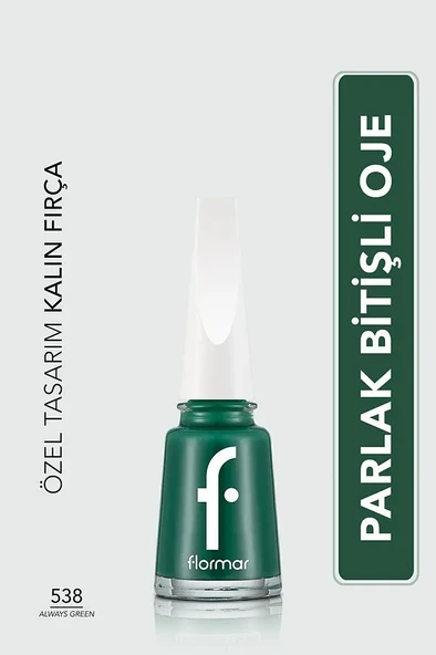 Flormar Klasik Parlak Bitişli Yüksek Pigmentli Oje - Nail Enamel -538 Always Green ürün görseli