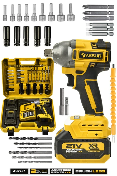 Assur 21V Çift Akülü Kömürsüz Darbeli Matkap Somun Sıkma Sökme ürün görseli 1