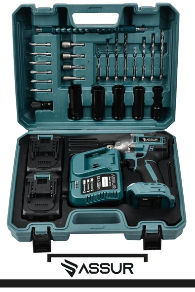 Assur Pro 21V Çift Akülü Kömürsüz Darbeli Matkap Somun Sıkma Sökme - Resim 2
