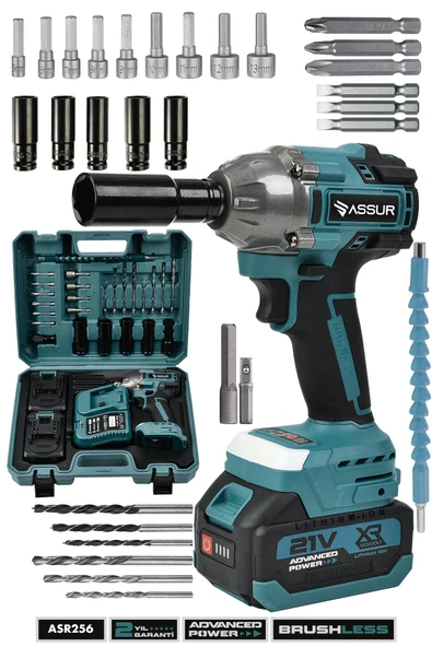Assur Pro 21V Çift Akülü Kömürsüz Darbeli Matkap Somun Sıkma Sökme ürün görseli 1