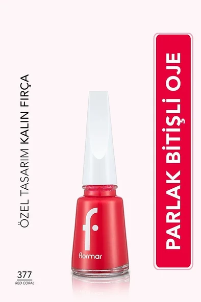 Flormar Nail Enamel Yüksek Pigmentli & Parlak Bitişli Oje Fne-377 Red Coral ürün görseli