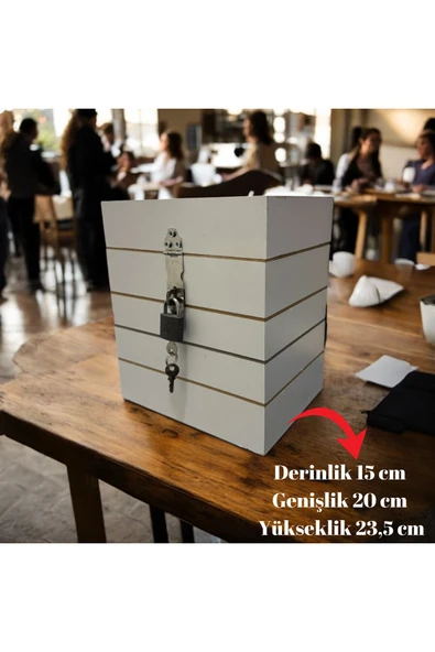 Beyaz Ahşap Bahşiş Kutusu, Kilitli Tipbox, Sandık Tipi Dilek, Öneri Veya Şikayet Kutusu, Kumbara ürün görseli