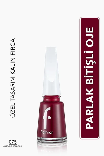 Flormar Klasik Parlak Bitişli Yüksek Pigmentli Oje -nail Enamel-075 Baroque Bordeaux New ürün görseli