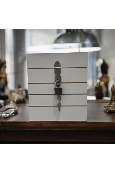 Beyaz Ahşap Bahşiş Kutusu, Kilitli Tipbox, Sandık Tipi Dilek, Öneri Veya Şikayet Kutusu, Kumbara - Resim 4