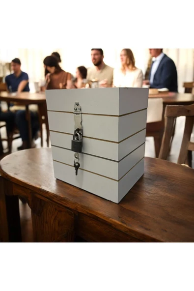 Beyaz Ahşap Bahşiş Kutusu, Kilitli Tipbox, Sandık Tipi Dilek, Öneri Veya Şikayet Kutusu, Kumbara - Resim 3