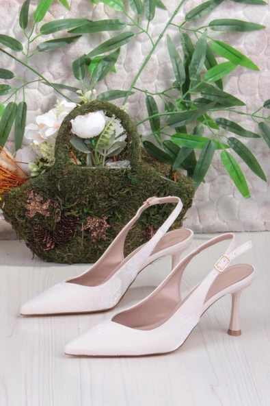 Fort 129-1300 Fls Saten Önü Kapalı Arkası Açık Topuklu Kadın Ayakkabı - Resim 6