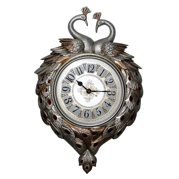 Duvar Saati Tavuskuşu Temalı Büyük Polyester Saat No.1 50 x 70 cm ürün görseli 1