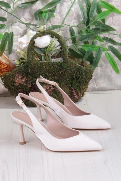 Fort 129-1300 Fls Saten Önü Kapalı Arkası Açık Topuklu Kadın Ayakkabı - Resim 5