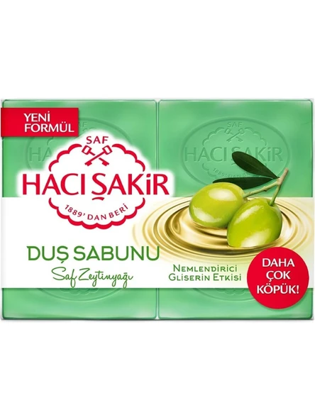 Hacı Şakir Gliserinli Saf Zeytinyağı Duş Sabunu 4X125 gr x 3 Adet Saç Fön Fırçası Tarak 1+1 Adet - 2