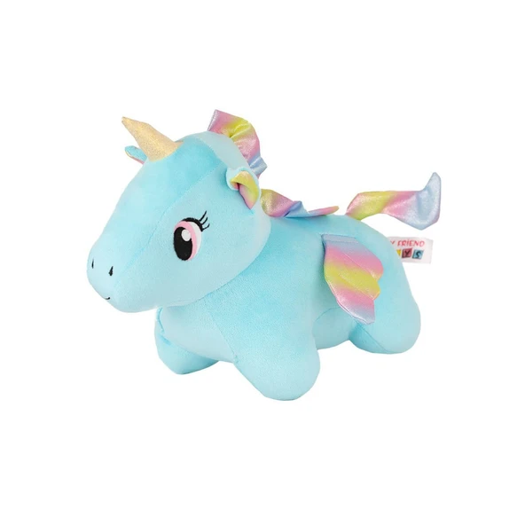 5018 Kadife Mavi Unicorn -My Friend Toys - Resim 2