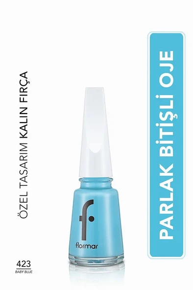 Flormar Nail Enamel Yüksek Pigmentli & Parlak Bitişli Oje Fne-423 Baby Blue ürün görseli