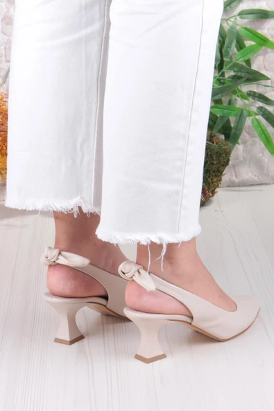 Fort 32810 Bilener Arkası Açık Arka Fiyonk Detaylı Alçak Topuk Kadın Ayakkabı - Resim 11