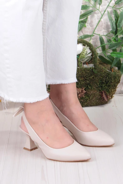 Fort 32810 Bilener Arkası Açık Arka Fiyonk Detaylı Alçak Topuk Kadın Ayakkabı - Resim 10