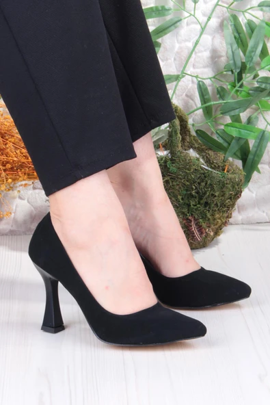 Fort 35707 Düz Sade Nubuk Rahat Şık Stiletto Yüksek Topuklu Kadın Ayakkabı ürün görseli