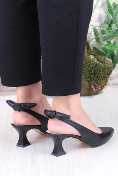 Fort 32810 Bilener Arkası Açık Arka Fiyonk Detaylı Alçak Topuk Kadın Ayakkabı - Resim 4