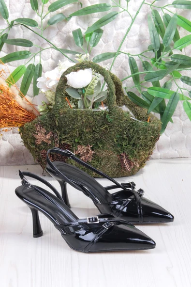 Fort 2105 Ceyn Rugan Çift Toka Detaylı Arkası Açık Topuklu Kadın Ayakkabı - Resim 5