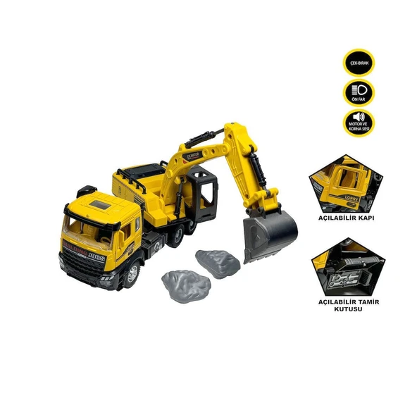 AA992-01AB Çek Bırak Işıklı ve Sesli 1:28 Kamyon Ekskavatör / Beton Mikseri ürün görseli