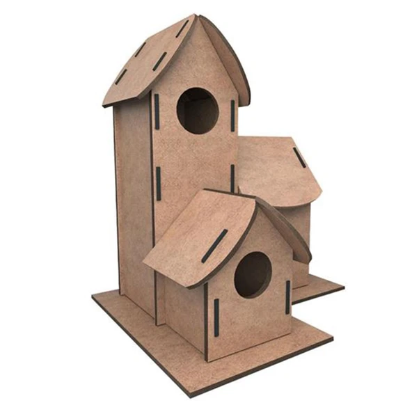 5269 Kumtoys Boyanabilir 3'lü Kuş Evi - Bird House - Resim 3