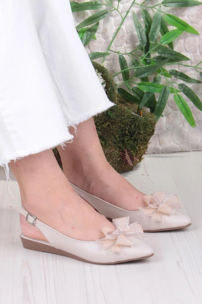 Fort 7030 Ceyn Taş Fiyank Detaylı Arkası Açık Kadın Babet ürün görseli