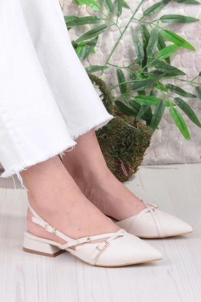 Fort 018-909 Fls Saten Toka Detaylı Şık Rahat Sivri Burun Kadın Babet - Resim 8