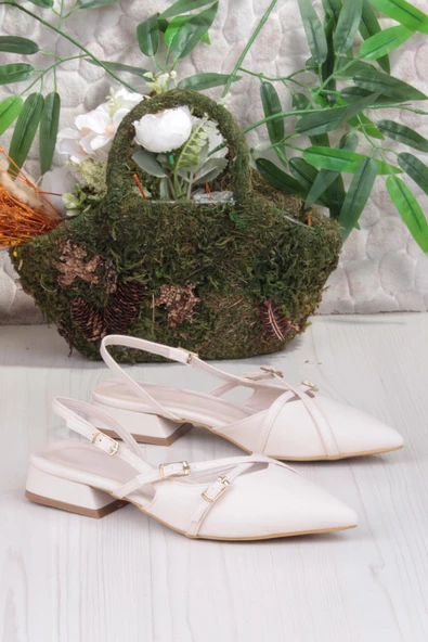 Fort 018-909 Fls Saten Toka Detaylı Şık Rahat Sivri Burun Kadın Babet - Resim 12