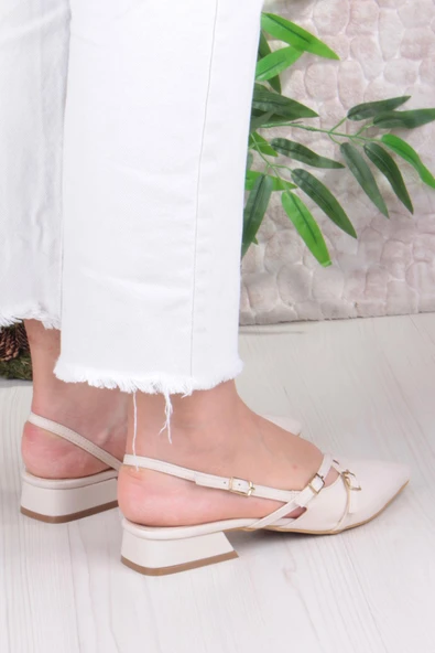 Fort 018-909 Fls Saten Toka Detaylı Şık Rahat Sivri Burun Kadın Babet - Resim 11