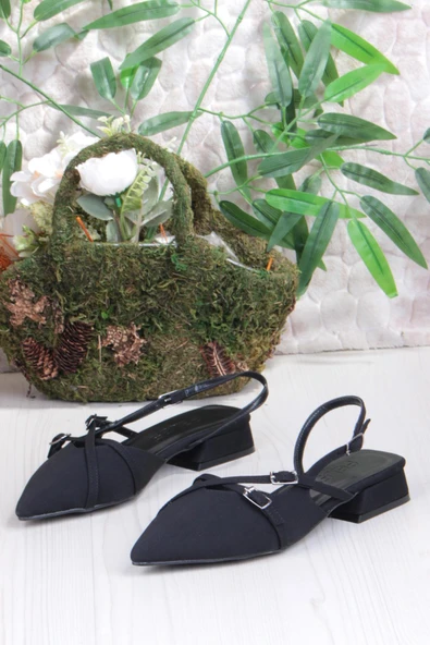 Fort 018-909 Fls Saten Toka Detaylı Şık Rahat Sivri Burun Kadın Babet - Resim 6