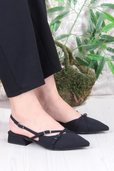 Fort 018-909 Fls Saten Toka Detaylı Şık Rahat Sivri Burun Kadın Babet ürün görseli