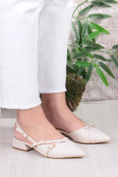 Fort 018-909 Fls Saten Toka Detaylı Şık Rahat Sivri Burun Kadın Babet - Resim 10