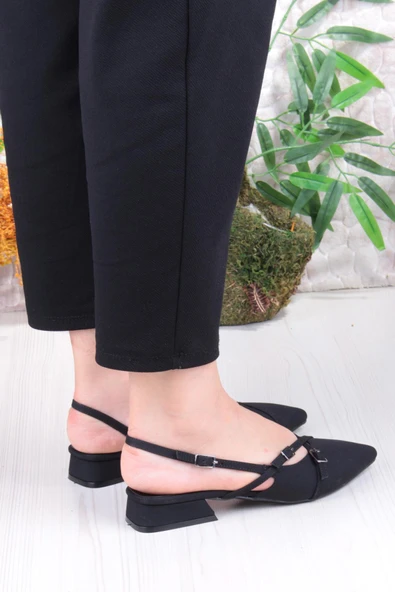 Fort 018-909 Fls Saten Toka Detaylı Şık Rahat Sivri Burun Kadın Babet - Resim 4