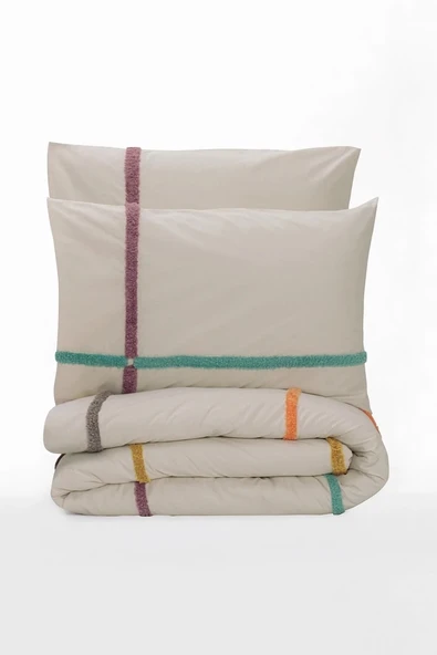 Puff Nakışlı Çift Kişilik Nevresim Takımı Insula Gül Kurusu - Resim 8