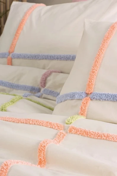 Puff Nakışlı Çift Kişilik Nevresim Takımı Insula Gül Kurusu - Resim 3