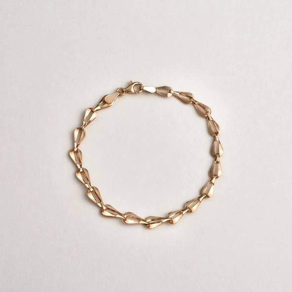 14 Ayar Altın Kaplama İtalyan Gösterişli ve Hafif Gümüş Bileklik - BP00101 - Resim 5