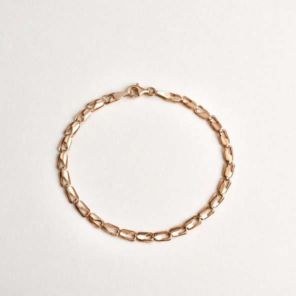 14 Ayar Altın Kaplama İtalyan Gösterişli ve Hafif Gümüş Bileklik - BP00102 - Resim 4