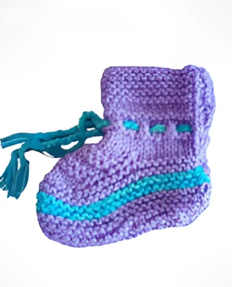 El Örgüsü Bebek Patik,(Mor Renk)