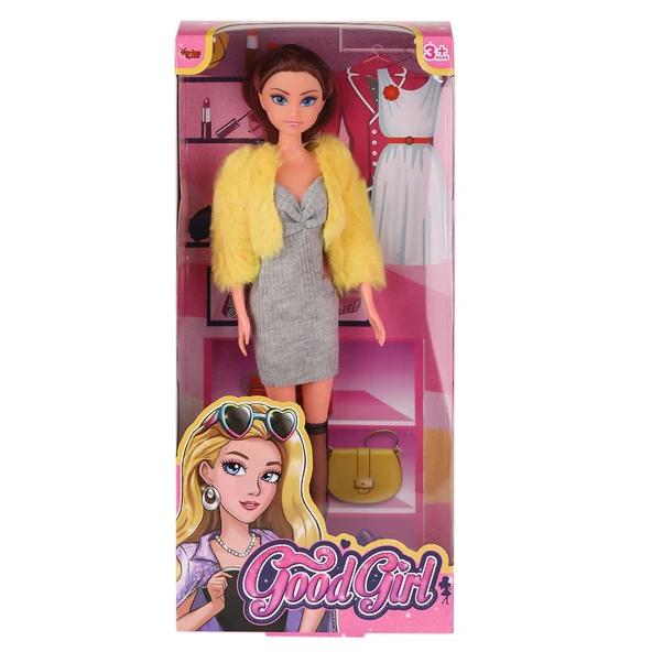 WG-115519-20 Kürk Ceketli Elbiseli Bebek 29 cm  -Vardem Oyuncak - Resim 3